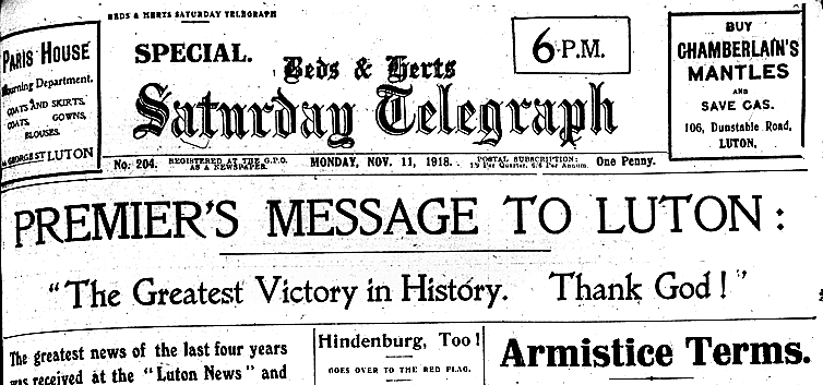 Armistice Day Saturday Telegraph 1918
