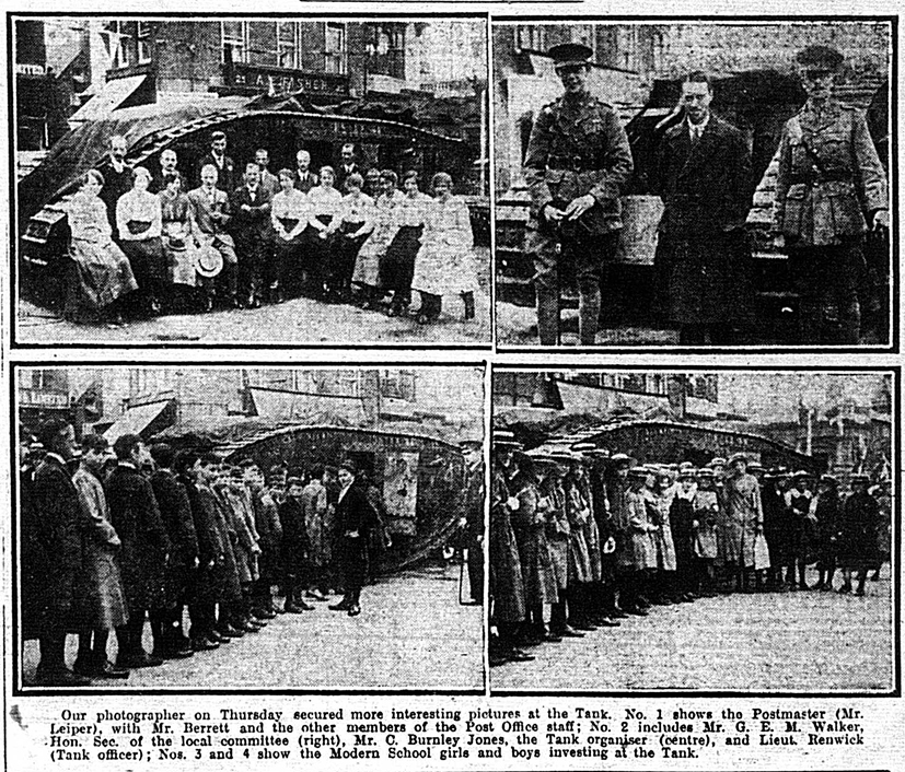 Tank on Market Hill WW1 Luton