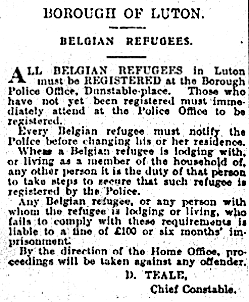 Belgian refugees notice