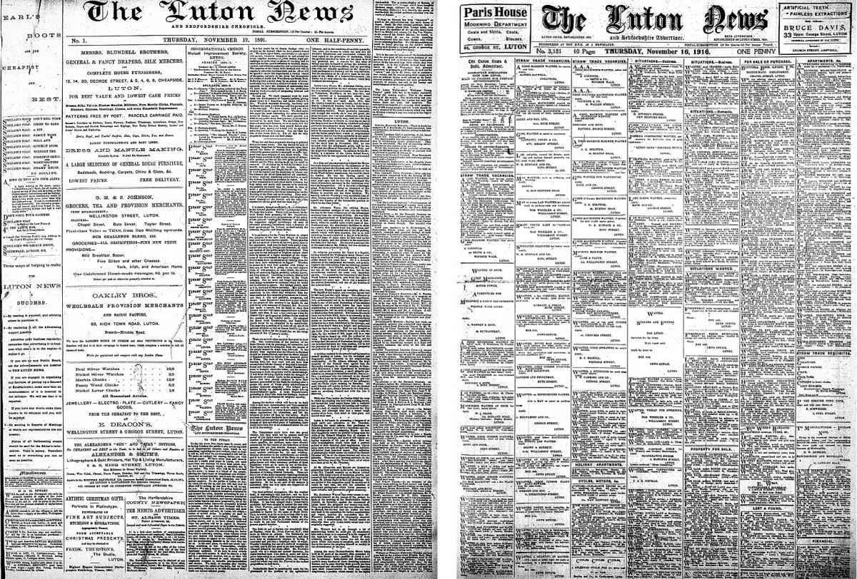 Luton News 1891 and 1916