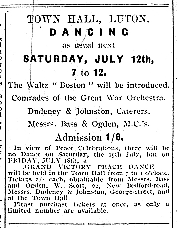 Town Hall dances advert