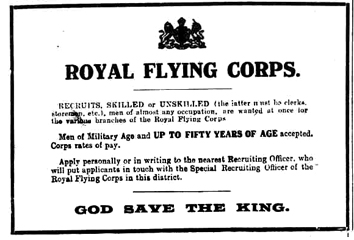Royal Flying Corps advert