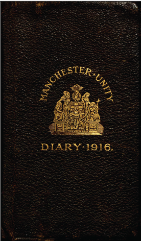Front cover of 1916 Diary of WE Owen