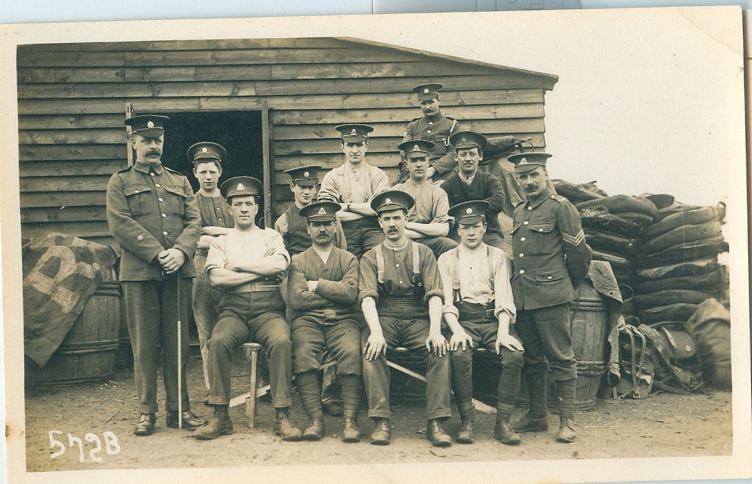 Soldiers outside a hut, possible Biscot Camp Luton