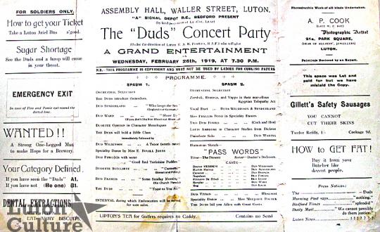 'Duds' Concert Party programme
