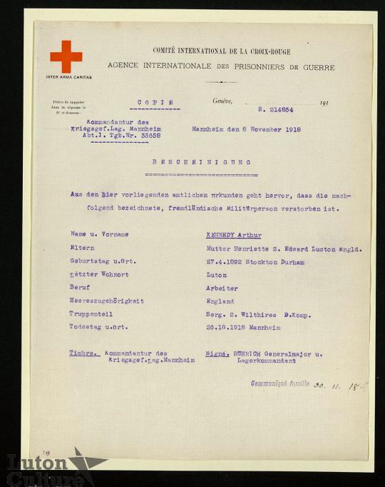 Kennedy POW death report