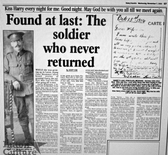 Pte Harry Wilkinson story